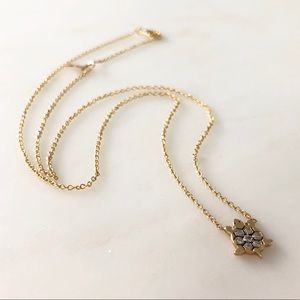 14K Yellow Gold and White Diamond Turtle Necklace